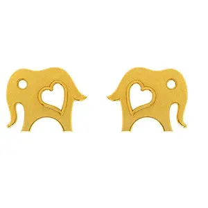 P.C. Chandra Jewellers Women Yellow Gold 22Kt (916) Elephant Stud Earrings