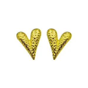 driara earring 001 Women’s V-Shape Textured Gold-Tone Stud Earrings | Lightweight Alloy Wear Jewelry for Girls