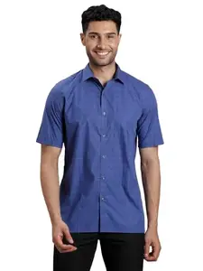 Turtle Men 100% Cotton Regular Fit Blue Formal Shirt
