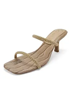 Catwalk Women Stylised SLIP-ON Kitten Heels | For Women & Girls (Beige,4 UK)