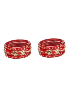 1st Time Modern Glass Bangle/Kada- Perfect For Party, Wedding, Celebrations And Functions, Pack Of 6, Red- J35