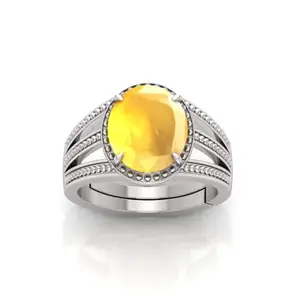 RRVGEM 7.25 Ratti Certified AAA++ Quality Natural Yellow Sapphire Pukhraj Gemstone Ring for Men and Women's