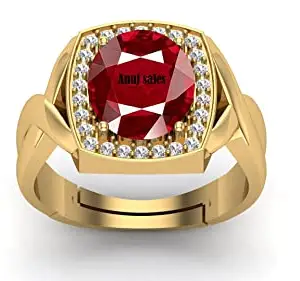 Anuj Sales 19.25 Ratti 18.50 Carat A+ Quality Natural Burma Ruby Manik Unheated Untreatet Gemstone Gold Ring for Women's and Men's(GGTL Lab Certified)