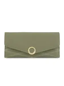 E2O Glamorous Green Metallic Touch Wallet for Women