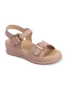 Carlton London Women Sandal,Peach,UK-4