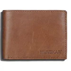 Mundkar Genuine Leather Extra Card Slot Wallet Tan for Men