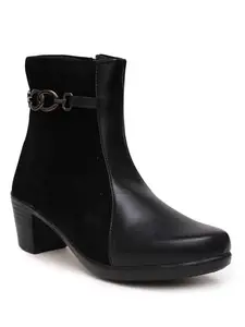 Planet Walk Black Round Toe Slip-On Chelsea Boots For Women's & Girl's