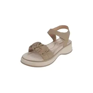 Metro Women's Chic Beige Ruched Faux Leather Ankle-Strap Sandals for All-Day Comfort UK/6 EU/39 (44-220)