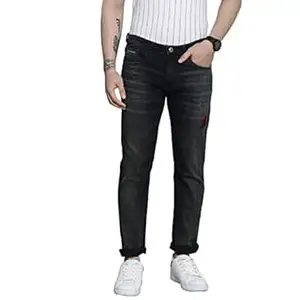 The Indian Garage Co Men Slim Straight Fit Solid Mid-Rise Stretchable Jeans
