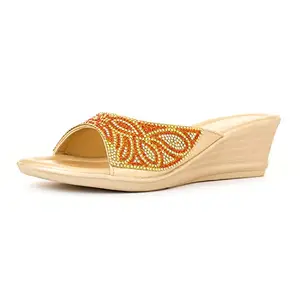 Khadim's Red Mule Heel Sandal for Women - Size 6