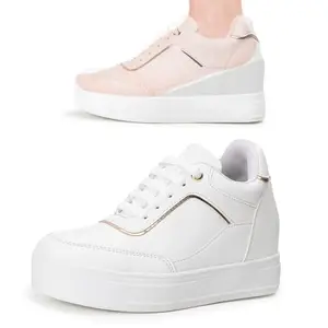 Vendoz Women with Hidden Heels White Casual Shoes - 3 Inch Hidden Height