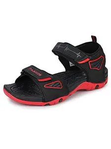ABROS Men's ASLG0168 Sports Sandals -Black/Red-8UK