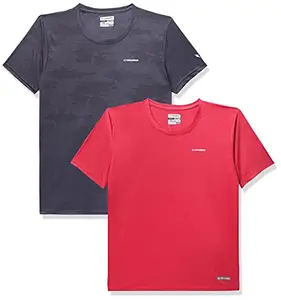 Charged Active-001 Camo Jacquard Round Neck Sports T-Shirt Dark-Grey Size 2Xl And Charged Brisk-002 Melange Round Neck Sports T-Shirt Red Size 2Xl
