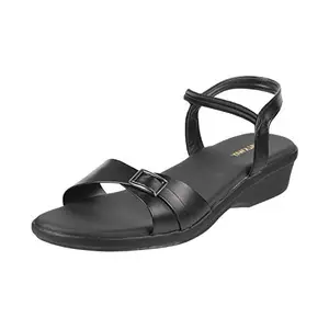 Walkway by Metro Brands Women's Black Outdoor Sandals-5 UK (38 EU) (33-862)