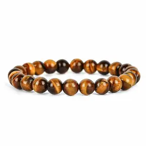 Divine Lakshmi Tiger Eye Bracelet – Natural 8mm Healing Stone for Men & Women | Boosts Confidence, Courage & Protection | Certified Crystal for Focus, Energy, Wealth & Good Luck