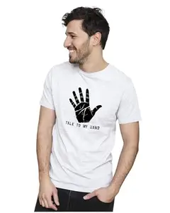 ALLEN BLACK Men's & Women's Regular Fit T-Shirt Talk to My Hand 100% Cotton Unise T-Shirt White_HARDFUNY28-White 4XL Men Round_