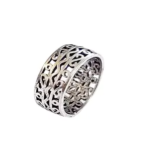 Men's Stylish Black Plated Brass Ring – Size-Free, Durable Metal, 10.20g (RG-24)