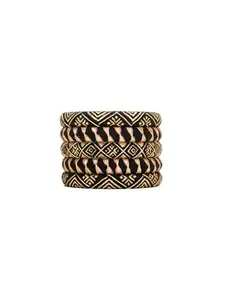 Taasha Craft Vanya Sophisticated black and golden handwork design gotapatti thread bangles, ideal for formal events for Women & girls Size 2.6(5 Bangles)