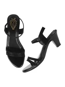 Shoetopia Women's Girls-AK-58 Heeled Sandal-4 Kids UK (Girls-AK-58-Black)-EU37