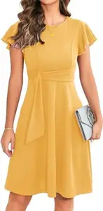Kushi Flyer Trending Women Dress (X-Large, Mustard)