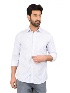 Crimsoune Club Men's Blue Floral Print 100% Cotton Shirt (M)
