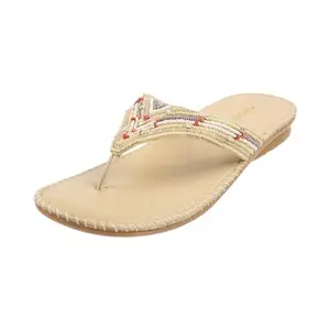 Mochi Women Flat Beaded Ethnic/Fashion Comfort Slip-on UK/7 EU/40 (44-1724)