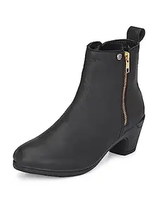 EL PASO Women's Black Faux Leather Rugged Casual Boot-8