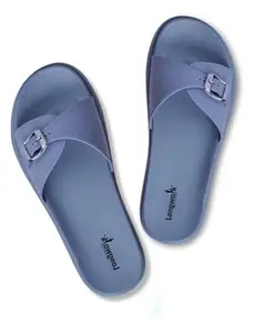 Longwalk Premium Women’s Sandals, Stylish Fashion Slipper with Buckle Strap, Casual Blue