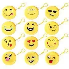 Youth Enterprise Crafts Youth Enterprises Pack of 12 Yellow Emoji Soft Zip Pouch Trendy Purse Plush Coin Money Stationery Accessories Women Stationery Accessories Women Wallet Bag