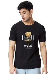 Darkbuck� Anime T Shirt for Men and Women Regular Fit Portland Teddy Bear Unisex Pure Cotton T-Shirt (M) Black