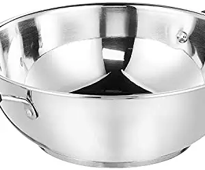 Stainless Steel Without Induction Bottom Kadhai (25cm), Silver 2000ML price in India.