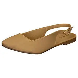 1 WALK Comfortable Ballerinas for Women/Comfortable Casual Belly Original Formal Shoes/Ballet flats/Color-BEIGE/Size-3-UK/Synthetic Leather/MP-OBY500C-36