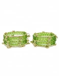 KAYASHA Kashmiri Ghangharoo Glass Bangle Set for Women| Light Weight Bangles | Traditional Transparent Fancy Glass Chudi Set for Wedding, Party(Set Of 16)