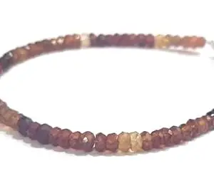 LKBEADS hessonite garnet 3-4mm rondelle shape faceted cut gemstone beads 7 inch stacking bracelet with silver plated lock for unisex.#Code- LCBR-3546
