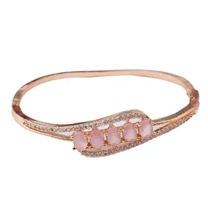 SKDLIFESTYLE Pink American Diamond Bracelet for Women & Girls, bracelet for girls for women,fancy stylish bracelet,silver rose gold bracelet.