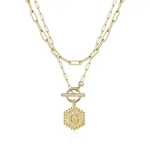 Jewels Galaxy Jewellery For Women Gold Plated Alphabetical G Layered Necklace (CT-NCK-44256-G)