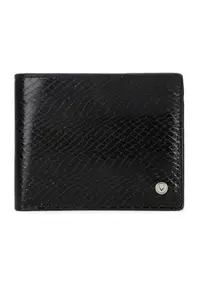 Allen Solly Men Black Textured Genuine Leather Wallet
