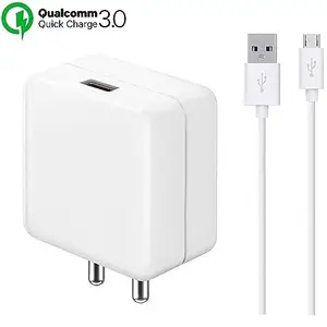SHOPSOWN 32W D2 Ultra Fast Charger for Micromax A111 Canvas Doodle Charger Original Adapter Like Mobile Charger | Qualcomm QC 3.0 Quick Charge Adaptive Charger With 1 Meter Micro USB Data Cable (32W, D1,White)