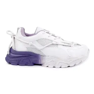 YUVRATO BAXI Women's Purple Mesh Material Casual Sports Running Lace-Up and Outdoor Light Weight Shoes. - 39