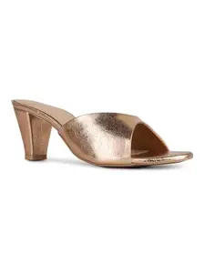 Inc.5 Womens Rose Gold Party Wear Solid Round Toe Block Heel Sandals