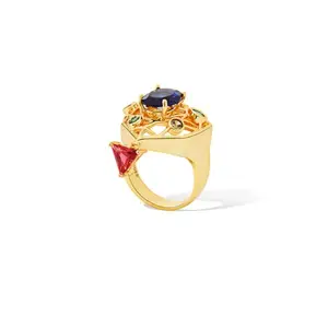 Shaze Garth Multicolor Ring|18K Yellow Gold Plated|Italian Crafted