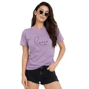 NAVRAAH Women Printed Love Cotton T-Shirt | Regular Fit | Round Neck | Half Sleeve | Soft Breathable Cotton Casual & Everyday Wear Top