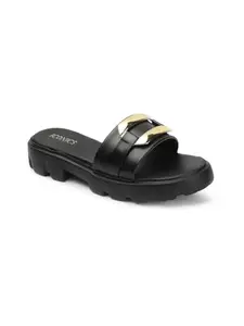 ICONICS Women Sandal,Black,UK-7