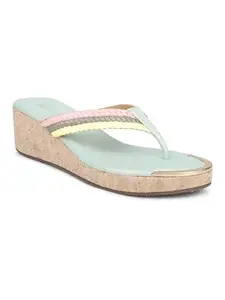 INC.5 Women Green Textured Wedge Sandals