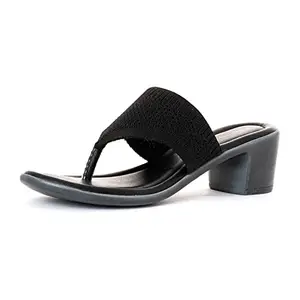 Khadim's Sharon Black Heel Slip On Sandal for Women - Size 4