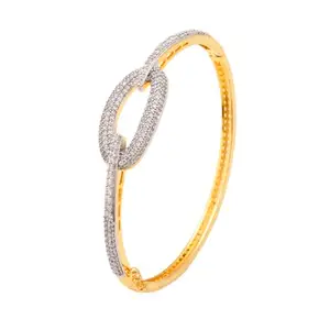 VOYLLA Radiant Gold-Plated American Diamond Bracelet|Bracelet For Women|Women Bracelet|Gold Bracelet For Women|American Diamond|Festival|Diwali|Party|Wedding|Gift For Women|