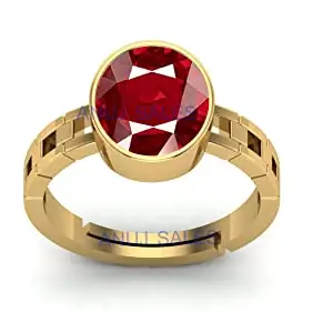 Anuj Sales 6.55 Carat Natural Certified Ruby Manik Panchdhatu Birthstone/Astrology/Rashi Ratan Adjustable Ring for Men & Women