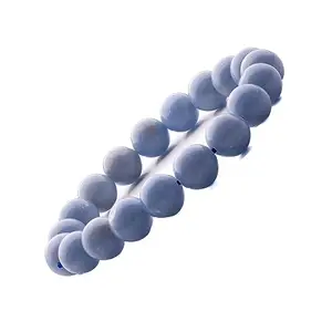 Plus Value Angelite Bracelet Reiki & Healing Crystal Products for Men Women Boys and Girls (Beads Size: 10mm, Jute Bag)