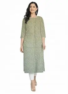 Lehariya Print Straight Cut Fit Cotton Kurti for Womens