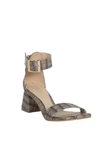 scentra fashion Women's Textured Block Heel Sandals – Chic, Comfortable, and Perfect for Parties, Work, and Special Occasions (Grey, UK Footwear Size System, Adult, Women, Numeric, Medium, 3)